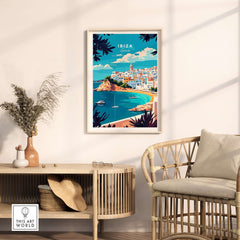 Ibiza Wall Art showcasing a vibrant coastal scene, perfect for transforming living spaces into elegant oases.