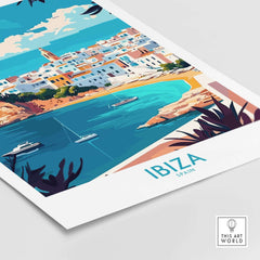 Ibiza Wall Art Print showcasing vibrant coastal scene of Ibiza, Spain, perfect for home decor.