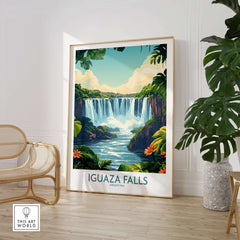 Iguazu Falls Poster Argentina featuring vibrant colors and intricate details of the natural wonder.