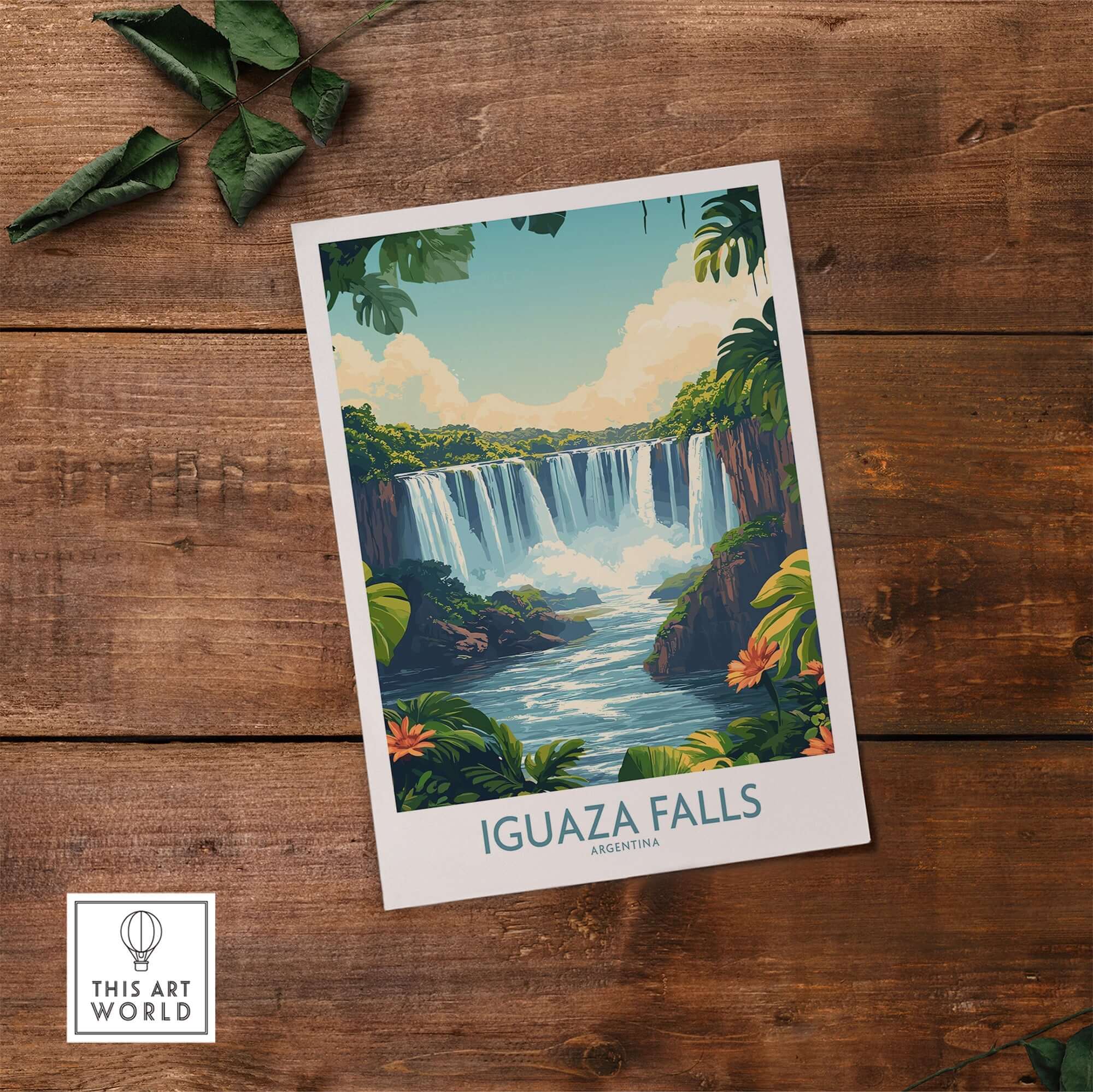 Iguazu Falls Poster Argentina showcasing vibrant colors and intricate details of the natural wonder.