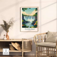 Iguazu Falls Poster Argentina displayed in a stylish interior setting, highlighting the natural beauty of the famous waterfalls.
