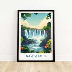 Iguazu Falls Poster Argentina showcasing vibrant colors and intricate details of the natural wonder.