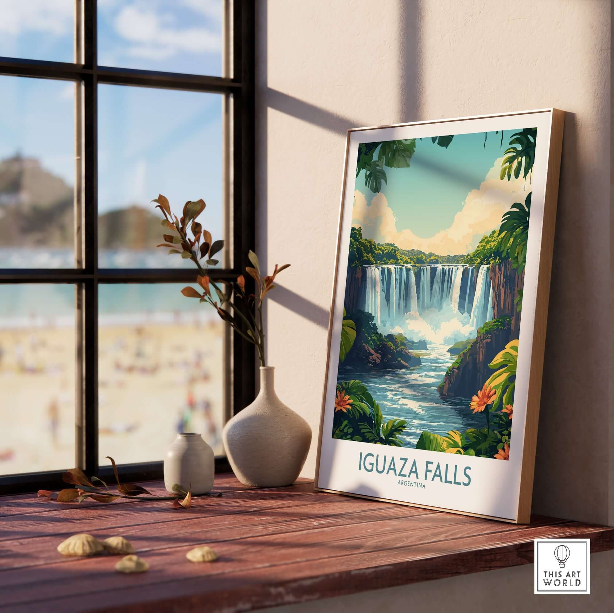 Iguazu Falls Poster Argentina showcasing breathtaking beauty, vibrant colors, and intricate details in a stylish decor setting.