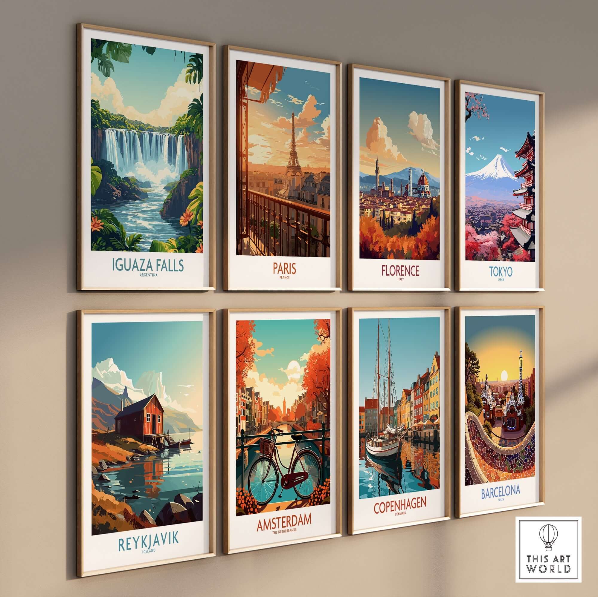 Iguazu Falls Poster Argentina alongside other famous city posters from around the world.