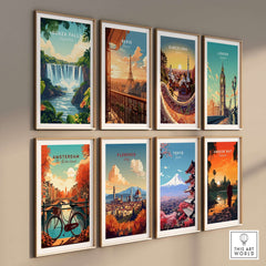 Iguazu Falls Print Argentina featured among travel-themed prints showcasing famous cities and landscapes.
