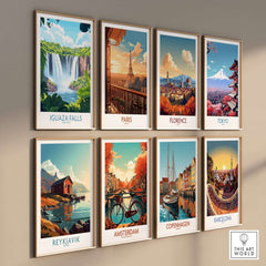 Iguazu Falls Travel Poster showcasing the stunning beauty of Iguazu Falls on a vibrant wall display.