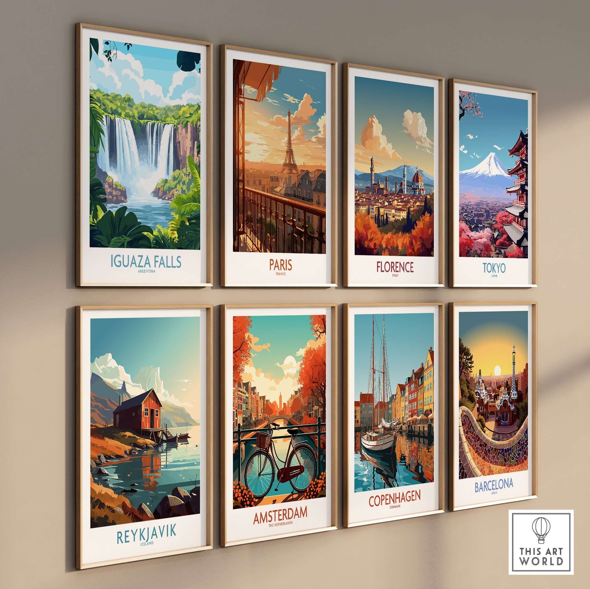 Iguazu Falls Travel Poster showcasing the stunning beauty of Iguazu Falls on a vibrant wall display.