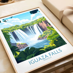 Iguazu Falls Travel Poster showcasing the stunning beauty of Iguazu Falls, vibrant colors and high-quality printing.