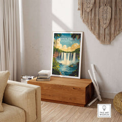 Iguazu Falls Wall Art displayed in a stylish living room, capturing the enchanting beauty of Iguazu Falls.