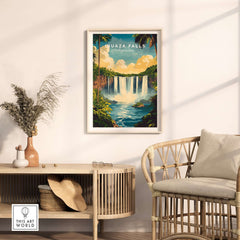 Iguazu Falls Wall Art showcasing the stunning beauty of Iguazu Falls in a stylish living room setting.