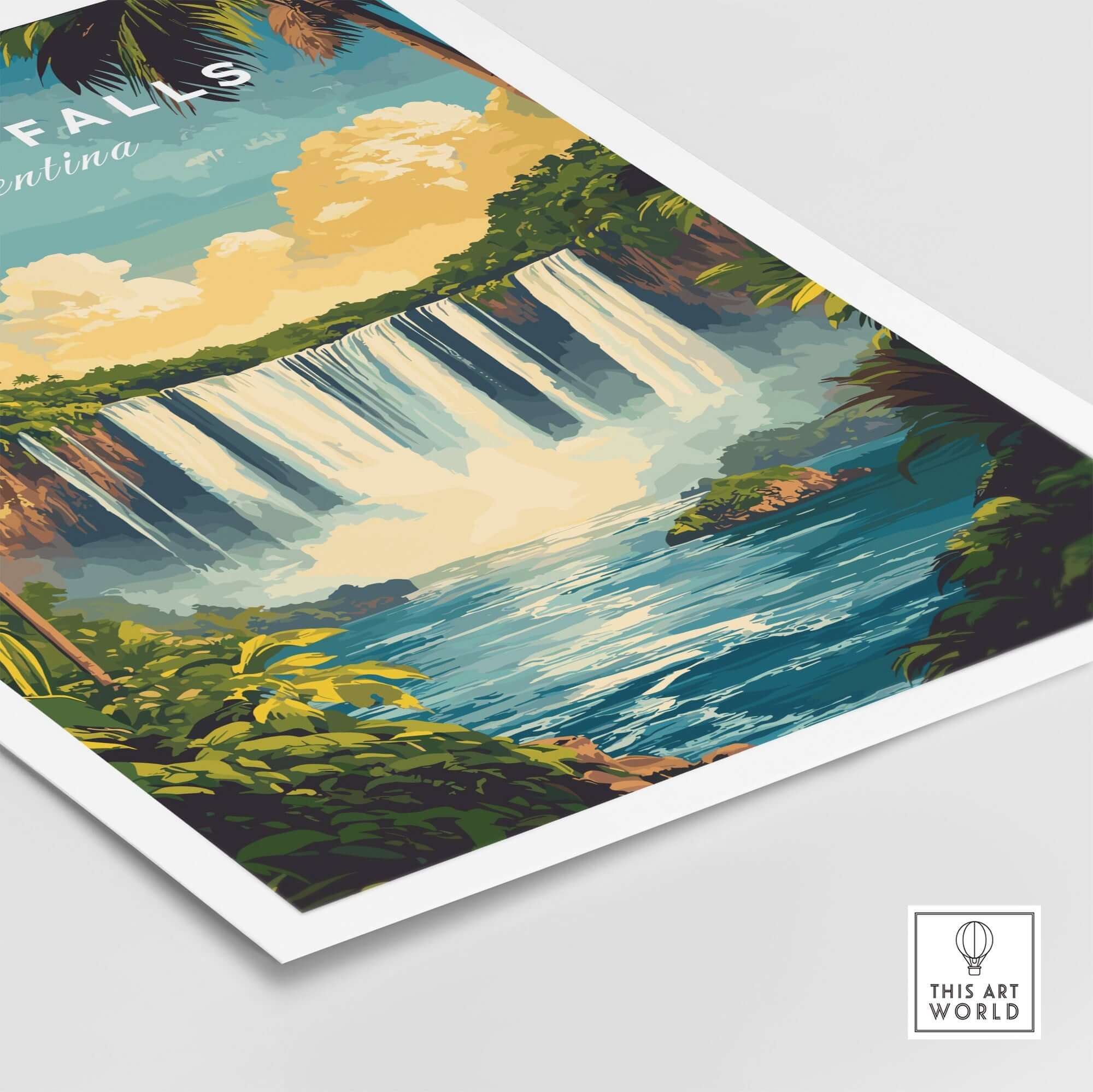 Iguazu Falls Wall Art showcasing the stunning Iguazu Falls in a vibrant and colorful design.