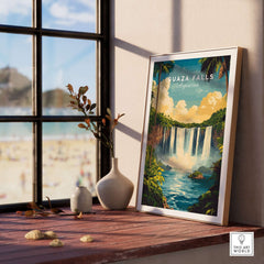 Iguazu Falls Wall Art displayed indoors, showcasing the stunning beauty of the Iguazu Falls.