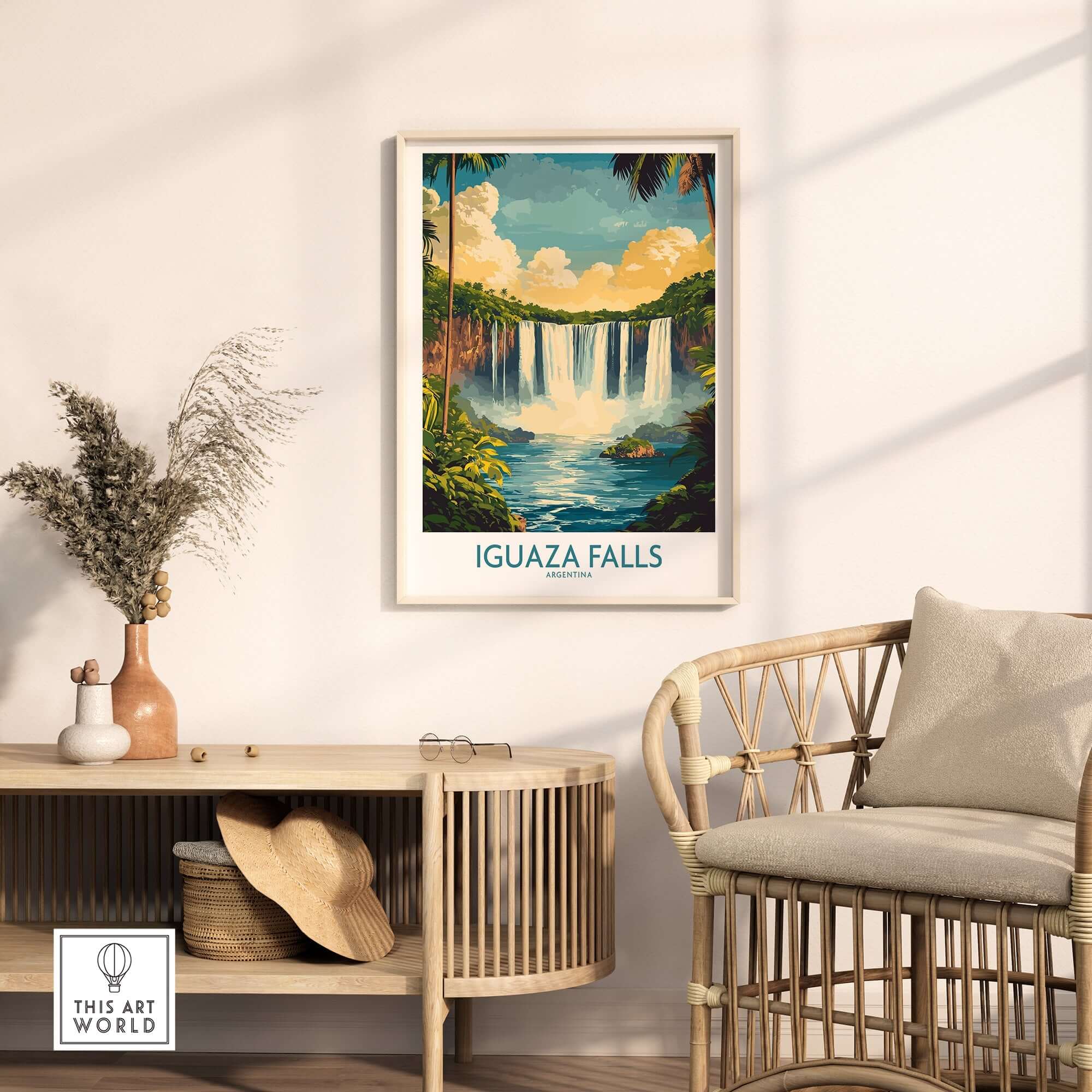 Iguazu Falls Wall Art Print beautifully displayed in a stylish interior setting, bringing nature indoors.