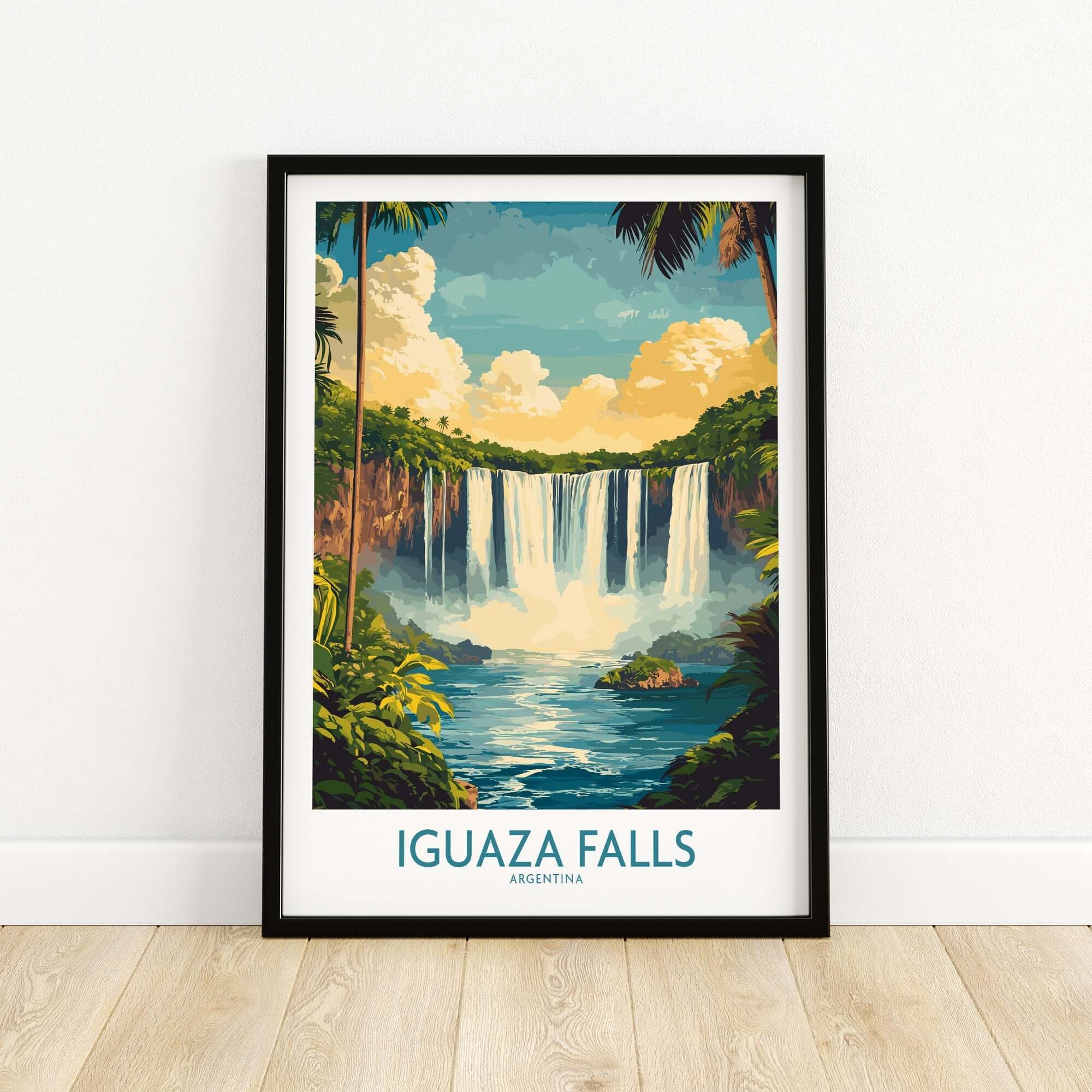 Iguazu Falls Wall Art Print featuring stunning waterfalls and lush greenery, bringing nature's beauty to your home decor.