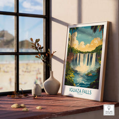 Iguazu Falls Wall Art Print displayed in a bright room, capturing the natural beauty of Iguazu Falls.