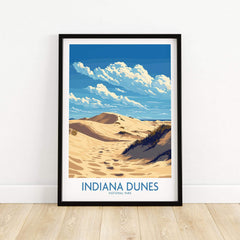 Indiana Dunes National Park Print showcasing sand dunes and blue sky in vibrant colors and intricate details.