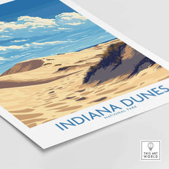 Indiana Dunes National Park Print showcasing vibrant dunes and blue skies, perfect for nature lovers.