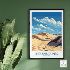 Indiana Dunes National Park Print showcasing vibrant colors and intricate details of the dunes and sky.