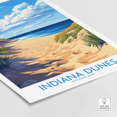 Indiana Dunes Poster National Park showcasing sandy beach and scenic landscapes of Indiana Dunes National Park.