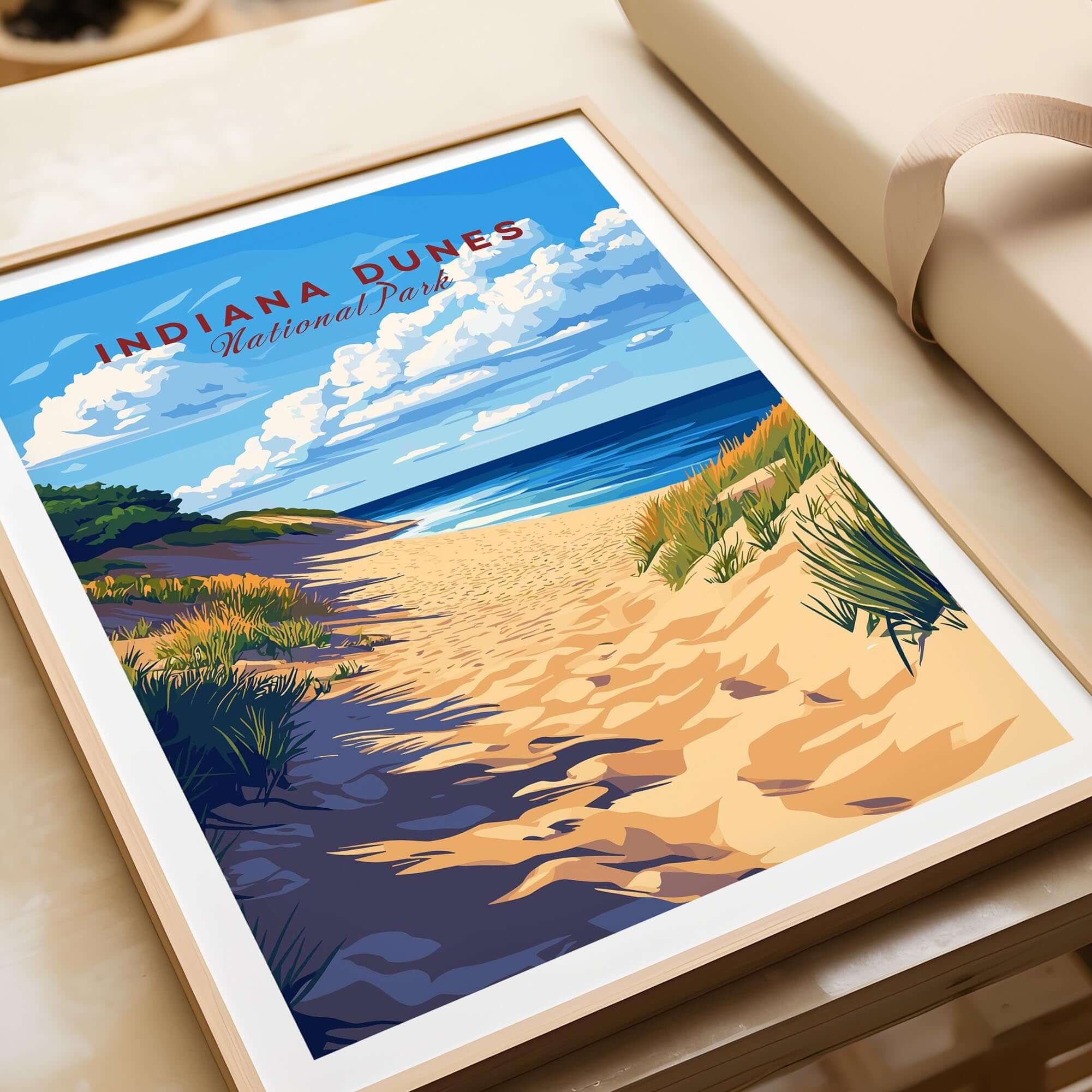 Indiana Dunes Print featuring the scenic beauty of Indiana Dunes National Park with vibrant colors and textures.