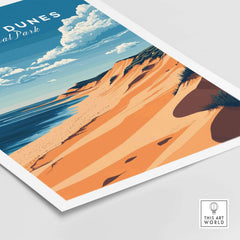 Indiana Dunes Travel Print showcasing the stunning coastal landscape and natural beauty of the national park.