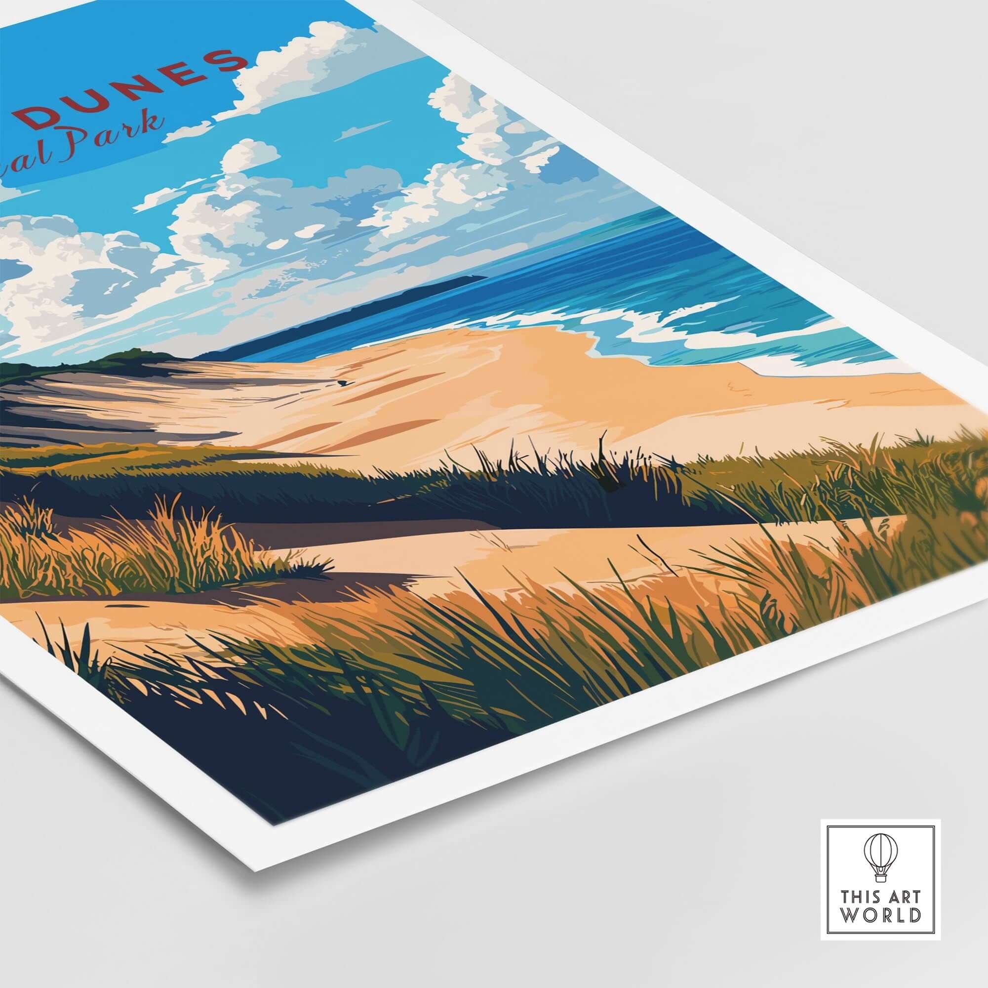 Indiana Dunes Wall Art showcasing the serene landscape of Indiana Dunes National Park with vibrant colors.