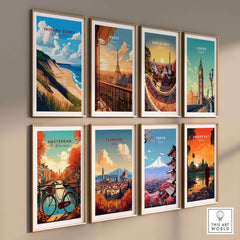 Indiana Dunes Wall Art displayed among other city prints in a stylish gallery wall arrangement.
