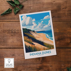 Indiana Dunes Wall Art Poster featuring a scenic view of the beach and dunes in Indiana Dunes National Park.