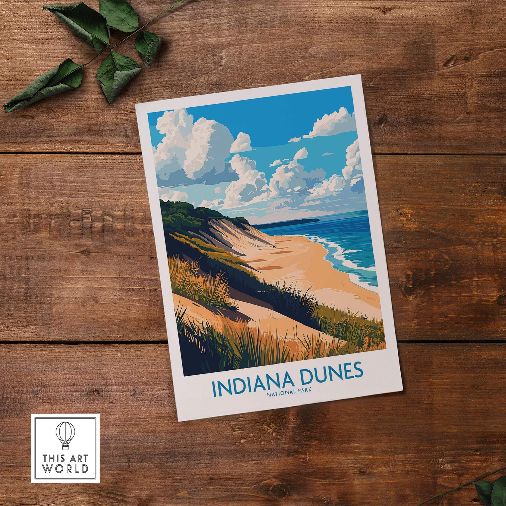 Indiana Dunes Wall Art Poster featuring a scenic view of the beach and dunes in Indiana Dunes National Park.