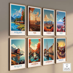 Interlaken Poster Switzerland collection featuring vibrant images of Europe, ideal for home decor.