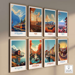 Interlaken Wall Art Print featuring stunning Alpine scenery and vibrant colors, perfect for home decor.
