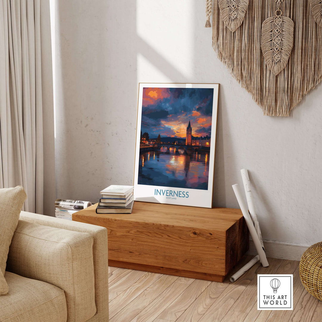 Inverness Print | Highland Home Decor displayed in a stylish living room with natural light.