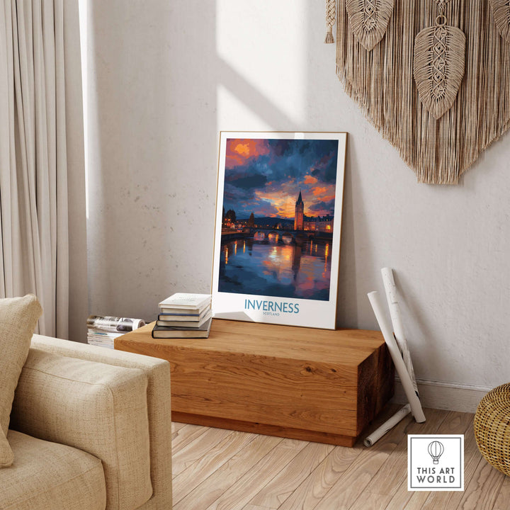 Inverness Print | Highland Home Decor displayed in a stylish living room with natural light.
