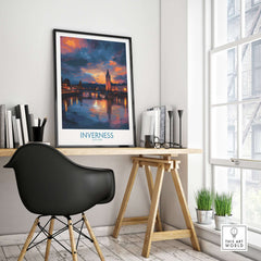 Inverness Print | Highland Home Decor displayed in a stylish interior, showcasing Scottish landscape art.