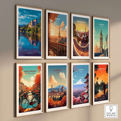 Inverness Print | Scottish Castle Wall Decor featuring vibrant cityscape artwork in gallery arrangement.
