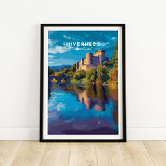 Inverness Print | Scottish Castle Wall Decor showcasing a scenic castle reflection on water.