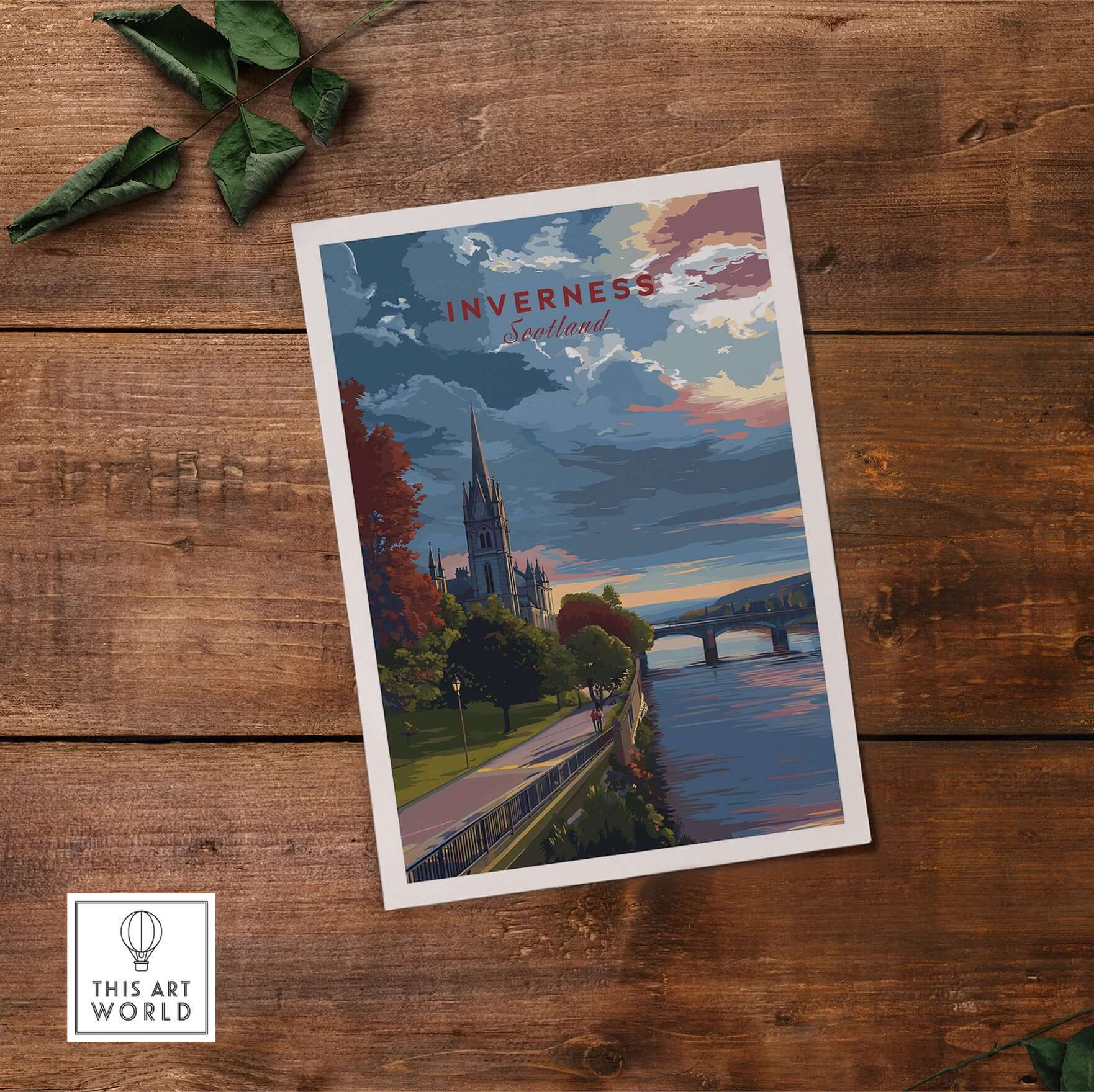 Inverness Print | Scottish Cityscape Wall Art showcasing the charm of Inverness with its iconic architecture and vibrant colors.