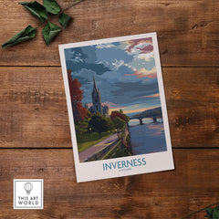 Inverness Scotland Art Print | River Ness Poster showcasing the serene riverscape and iconic landmarks of Inverness.