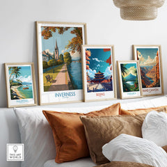Inverness Scotland River Ness Art Print | Church Spire Poster displayed among framed art prints