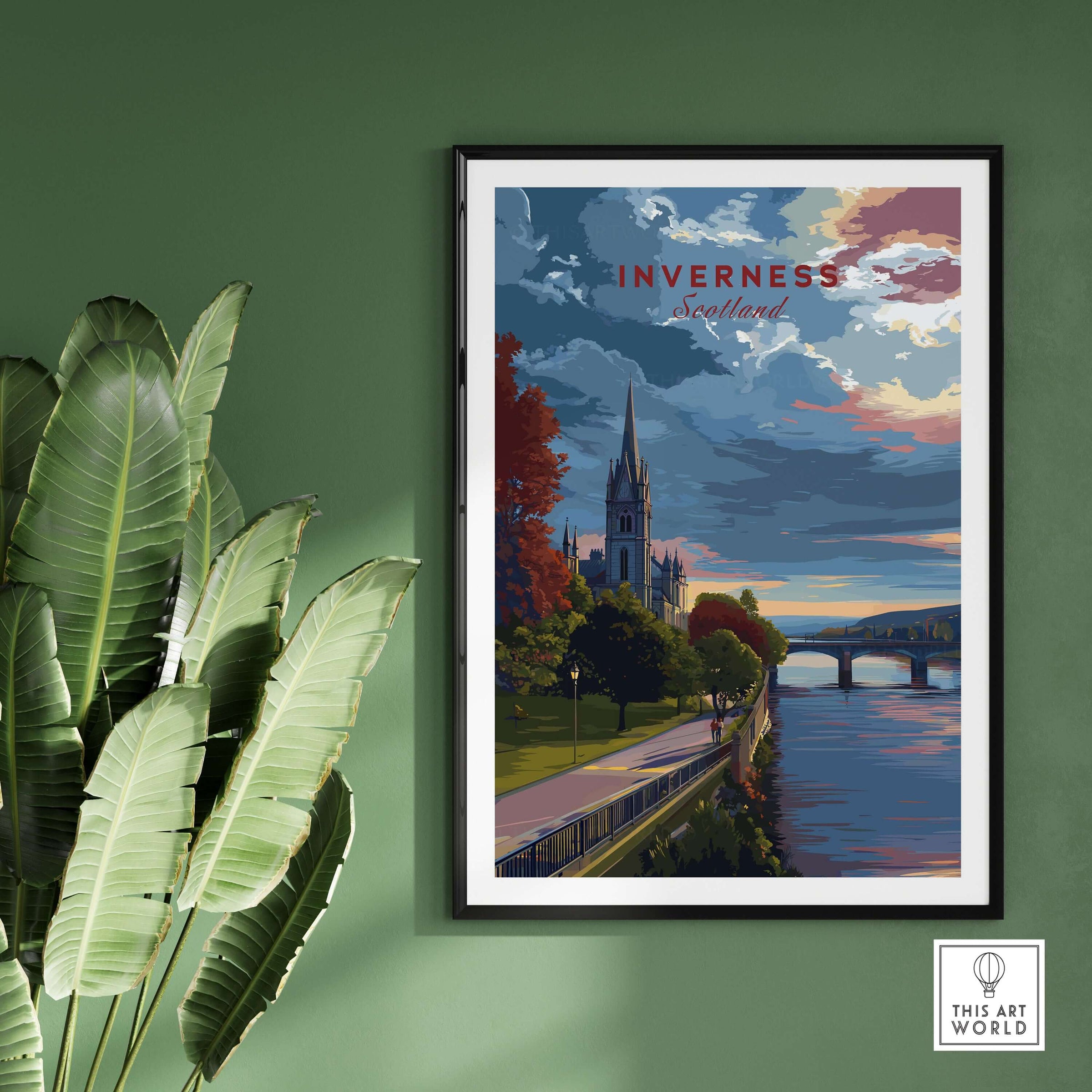 Inverness Print | Scottish Cityscape Wall Art featuring a scenic view of Inverness in Scotland.