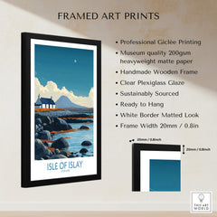 Isle of Islay Scotland Poster | Remote Scottish Coastal Scene Canvas Print framed in a stylish black wooden frame.