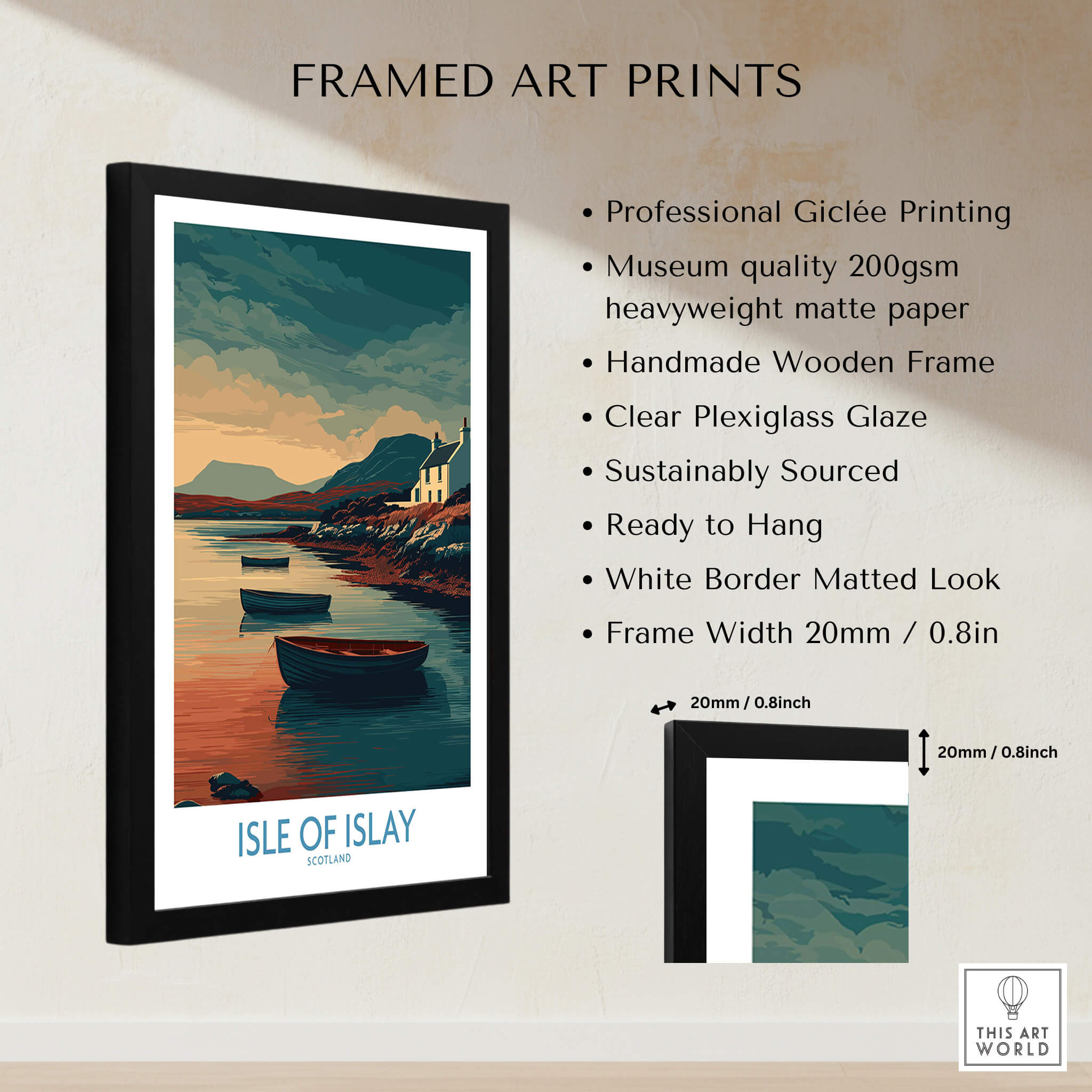 Isle of Islay Scotland Posters | Scottish Highland Seascape Canvas Print framed art print with professional Giclée printing.