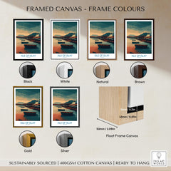 Isle of Islay Scotland Posters | Scottish Highland Seascape Canvas Print framed in various color options including Black, White, Natural, Brown, Gold, Silver.