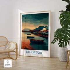 Isle of Islay Scotland Posters | Scottish Highland Seascape Canvas Print featuring boats and scenic landscape