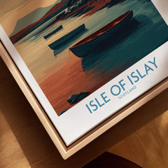 Isle of Islay Scotland Posters | Scottish Highland Seascape Canvas Print featuring boats and a beautiful landscape.