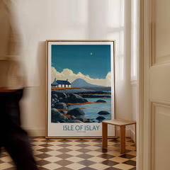 Isle of Islay Scotland Poster | Remote Scottish Coastal Scene Canvas Print displayed in a stylish interior setting.