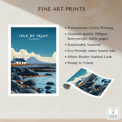 Isle of Islay Scotland Wall Art Print | Rocky Shore Travel Poster showcasing rugged coastline and beautiful landscape.