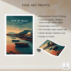 Isle of Islay Scotland Wall Art Print | Coastal Boats Travel Poster showcasing boats and scenic landscape