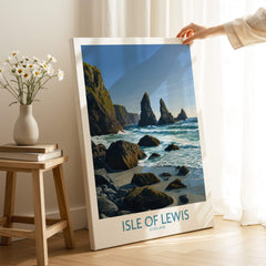 Isle of Lewis Scotland Poster | Dramatic Coastal Rock Canvas Print showcasing beautiful coastal scenery.