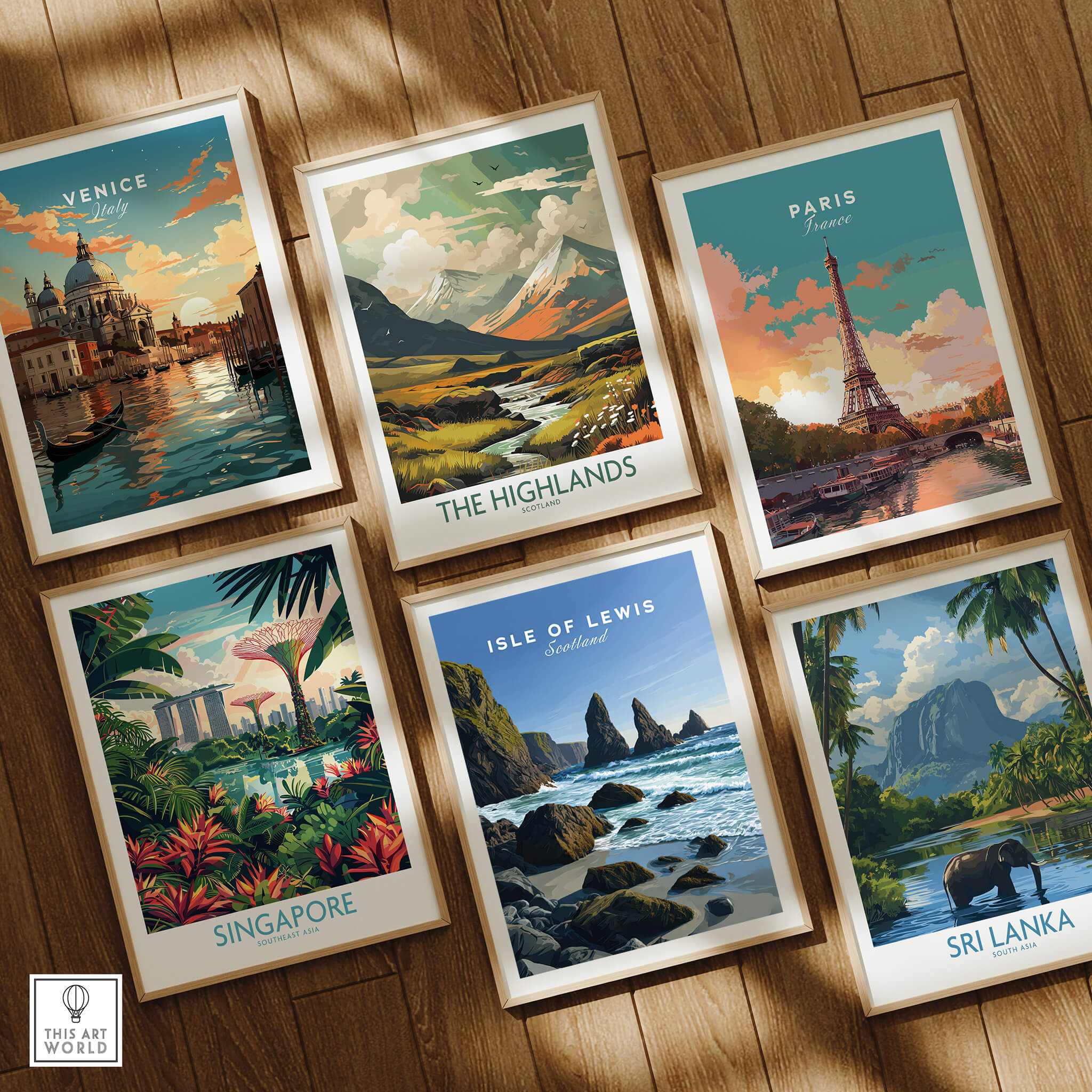 Isle of Lewis Scotland Wall Art Print | Mangersta Stacks Travel Poster among other travel posters in a collage.